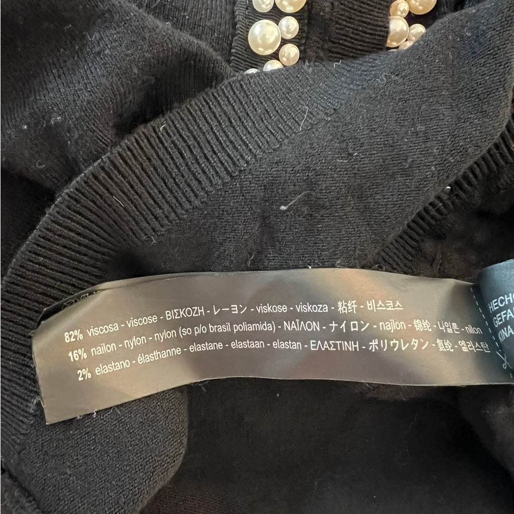 Zara Black Pearl Beaded Embellished Button Knit Cardigan Sweater Top Size S - Picture 4 of 4